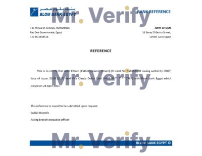 Download Egypt Blom Bank of Egypt Bank Reference Letter Templates | Editable Word