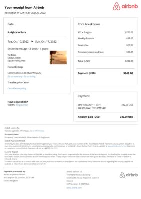 Editable Equatorial Guinea Hotel Booking Form Template | Fillable PDF