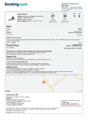 Editable Equatorial Guinea Hotel Booking Form Template | Fillable PDF