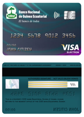 Editable Equatorial Guinea The National Bank visa electron card Templates in PSD Format