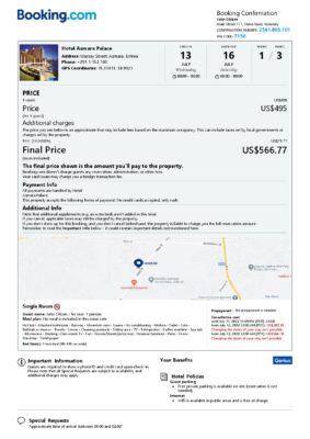 Editable Eritrea Hotel Booking Form Template | Fillable PDF