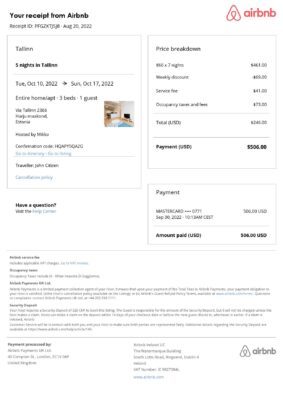 Editable Estonia Hotel Booking Form Template | Fillable PDF