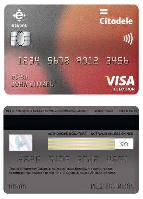 Editable Estonia Citadele bank visa electron card Templates in PSD Format