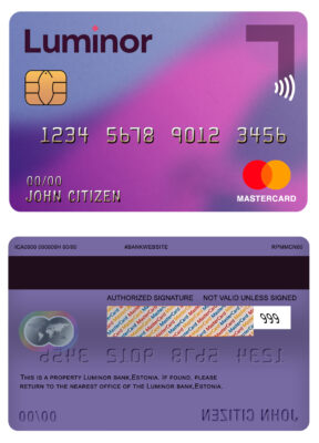 Fillable Estonia Luminor Bank mastercard Templates | Layer-Based PSD