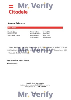 Download Estonia Citadele banka Eesti filiaal AS Bank Reference Letter Templates | Editable Word