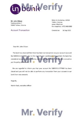Download Estonia Inbank Bank Reference Letter Templates | Editable Word