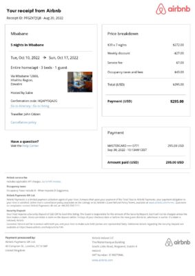 Editable Eswatini (Swaziland) Hotel Booking Form Template | Fillable PDF