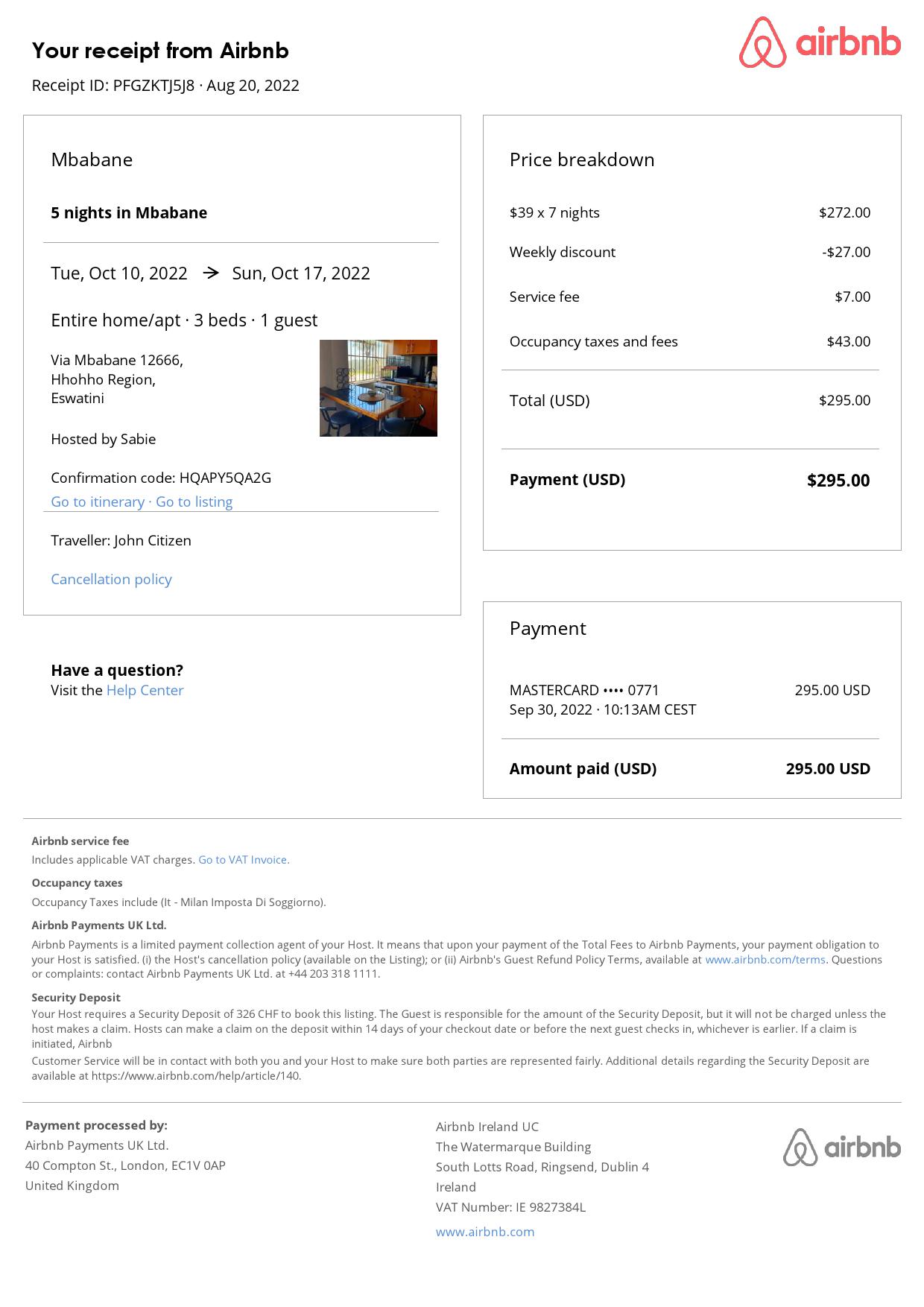 Editable Eswatini (Swaziland) Hotel Booking Form Template | Fillable PDF