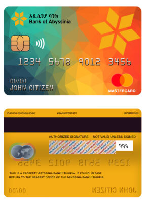 Fillable Ethiopia Bank of Abyssinia bank mastercard Templates | Layer-Based PSD