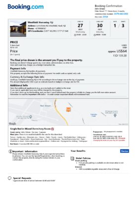 Editable Fiji Hotel Booking Form Template | Fillable PDF