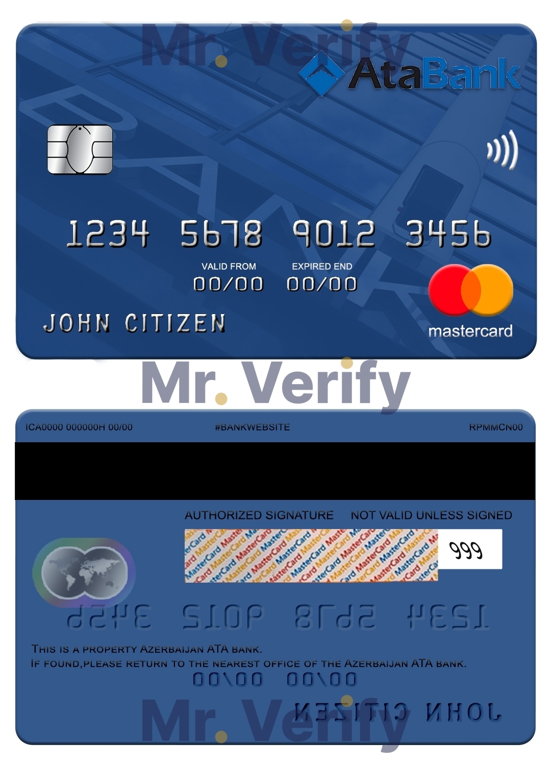 Fillable Azerbaijan ATA bank mastercard credit card Templates | Layer-Based PSD