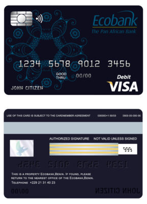 Fillable Benin Ecobank visa card debit card Templates