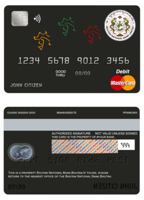 Fillable Bhutan National Bank mastercard debit card Templates