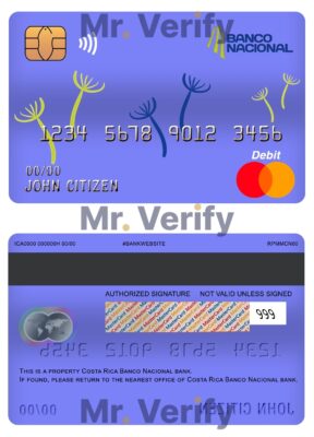 Fillable Costa Rica Banco Nacional de Costa Rica mastercard debit card Templates | Layer-Based PSD