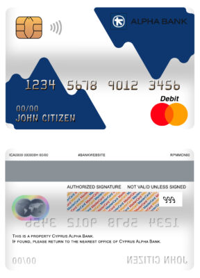 Fillable Cyprus Alpha bank mastercard debit card Templates