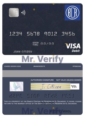Fillable El Salvador Banco Central de Reserva de El Salvador visa debit card Templates | Layer-Based PSD