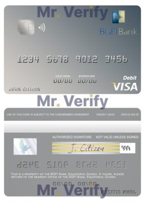 Fillable Equatorial Guinea BGFI Bank visa debit card Templates | Layer-Based PSD