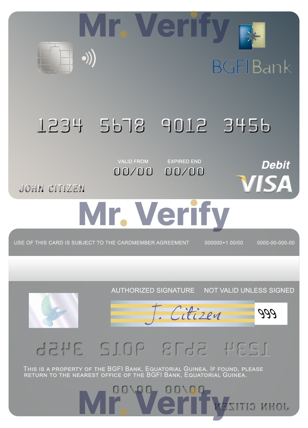 Fillable Equatorial Guinea BGFI Bank visa debit card Templates | Layer-Based PSD