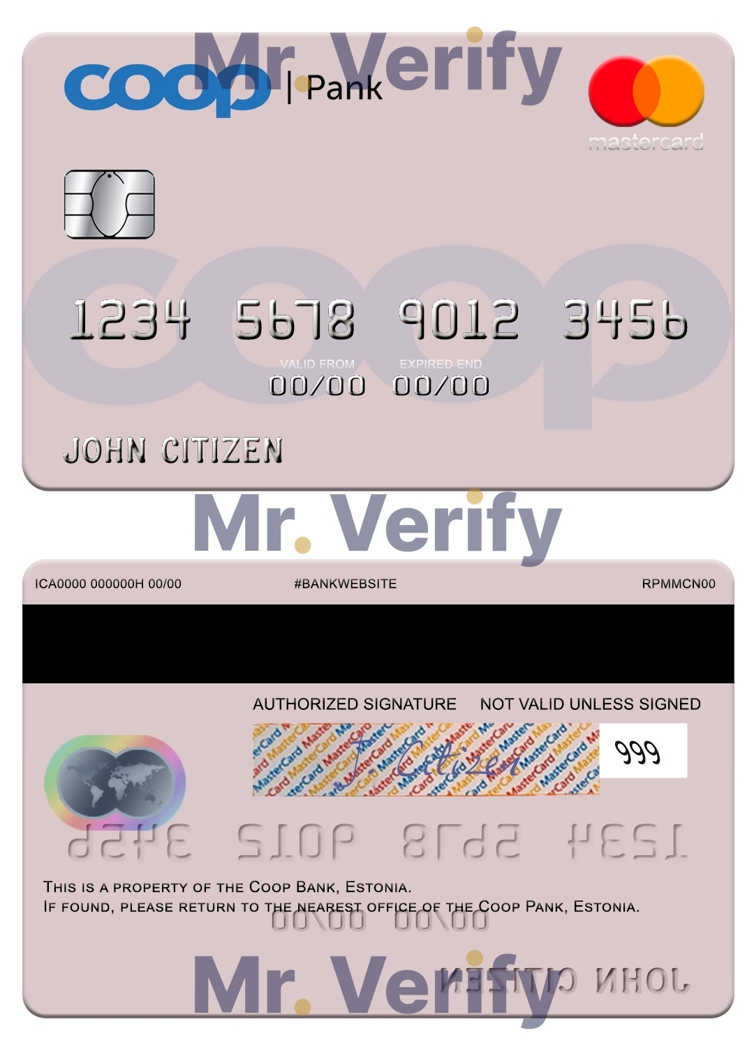 Fillable Estonia Coop Pank mastercard credit card Templates | Layer-Based PSD