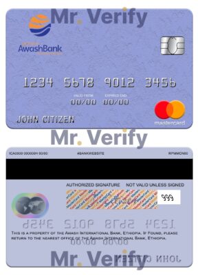 Fillable Ethiopia Awash International Bank mastercard credit card Templates | Layer-Based PSD