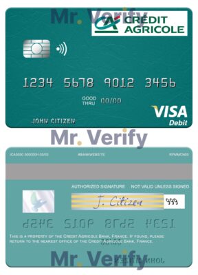 Fillable France Credit Agricole Bank visa debit card Templates | Layer-Based PSD