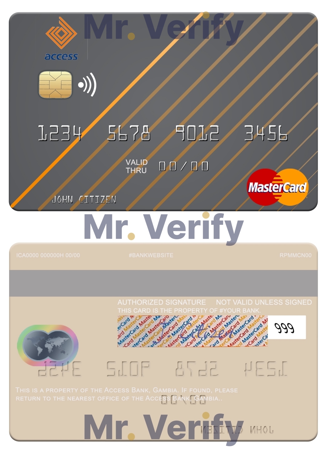 Fillable Gambia Access Bank mastercard Templates | Layer-Based PSD