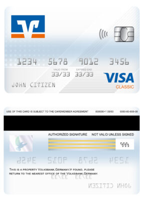 Fillable Germany Volksbank Jever bank visa classic card Templates | Layer-Based PSD