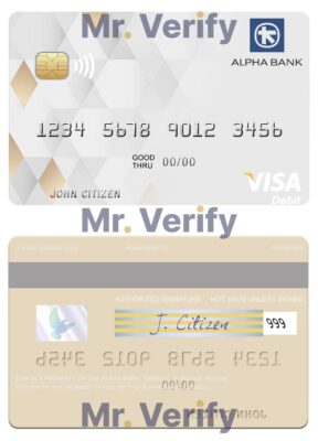 Fillable Greece Alpha Bank visa debit card Templates | Layer-Based PSD