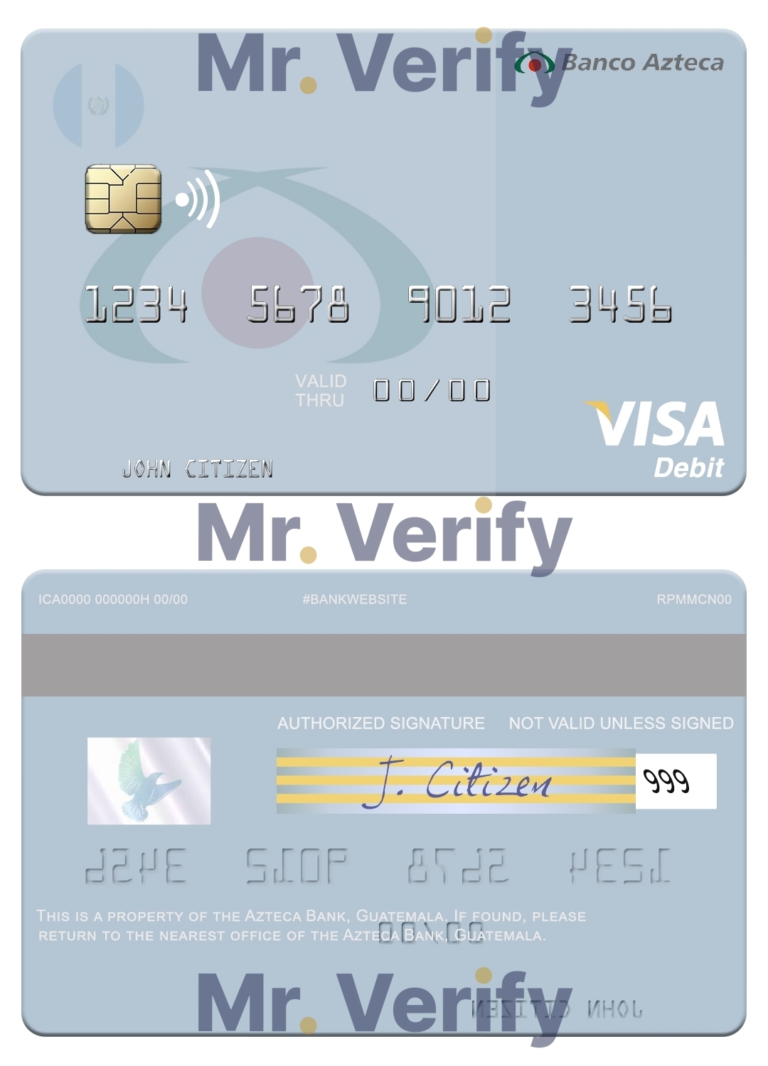 Fillable Guatemala Azteca Bank visa card Templates | Layer-Based PSD