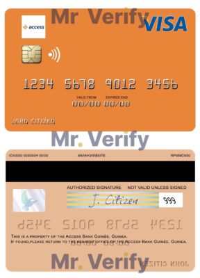 Fillable Guinea Access Bank Guinée visa card Templates | Layer-Based PSD