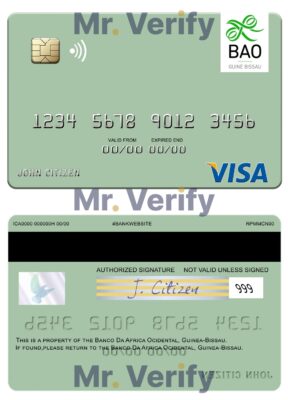 Fillable Guinea Bissau Banco Da Africa Ocidental visa card Templates | Layer-Based PSD