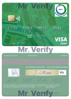 Fillable Guinea Bissau Banco Da Uniao visa card Templates | Layer-Based PSD