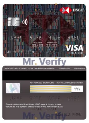 Fillable Hong Kong HSBC bank visa classic card Templates | Layer-Based PSD