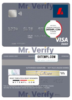 Fillable Iceland Landsbankinn visa card Templates | Layer-Based PSD