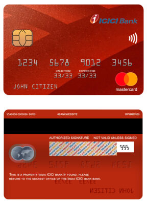 Fillable India ICICI bank mastercard Templates | Layer-Based PSD