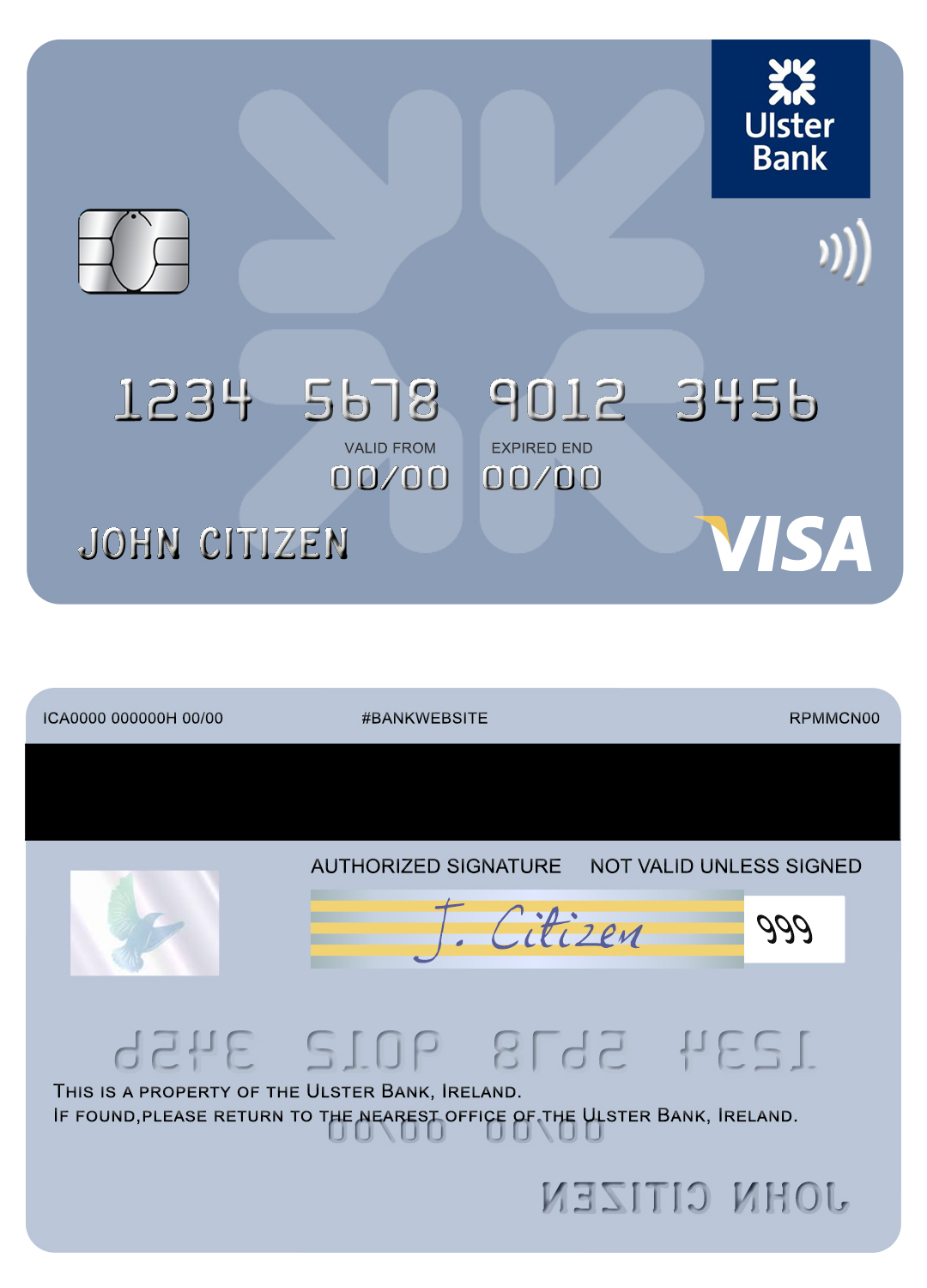 Fillable Ireland Ulster Bank Ireland visa card Templates | Layer-Based PSD