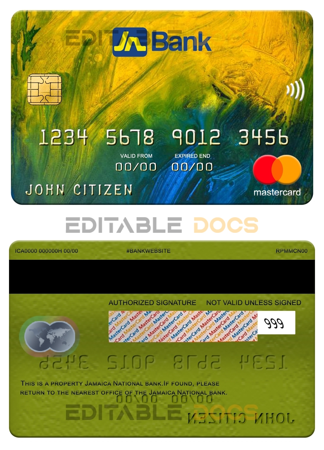 Fillable Jamaica National bank mastercard Templates | Layer-Based PSD