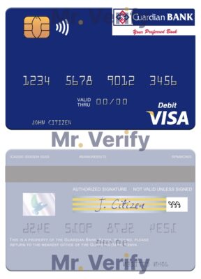 Fillable Kenya Guardian Bank visa card Templates | Layer-Based PSD