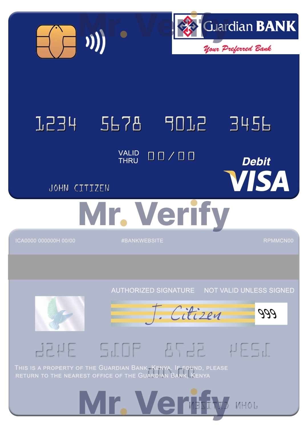 Fillable Kenya Guardian Bank visa card Templates | Layer-Based PSD
