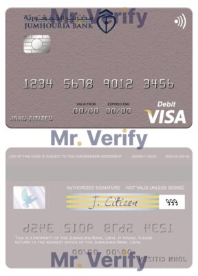 Fillable Libya Jumhouria Bank visa card Templates | Layer-Based PSD