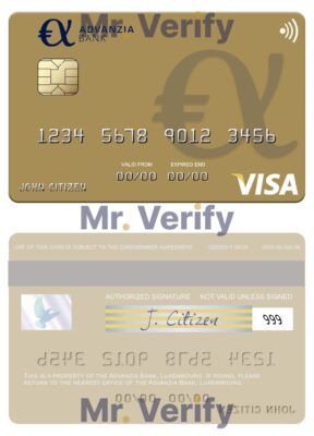 Fillable Luxembourg Advanzia Bank visa credit card Templates | Layer-Based PSD