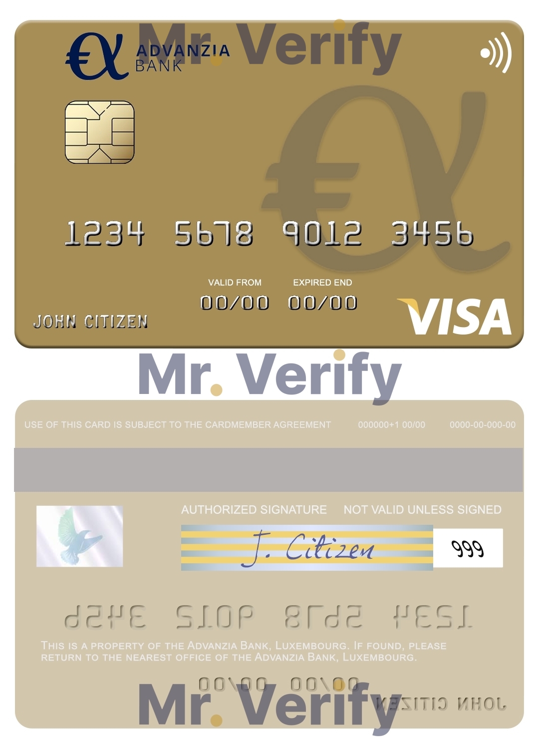 Fillable Luxembourg Advanzia Bank visa credit card Templates | Layer-Based PSD