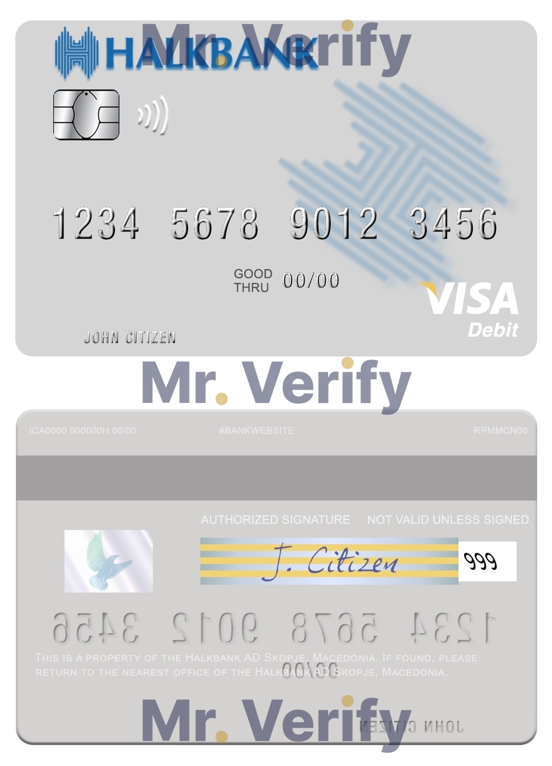 Fillable Macedonia Halkbank AD Skopje visa card Templates | Layer-Based PSD