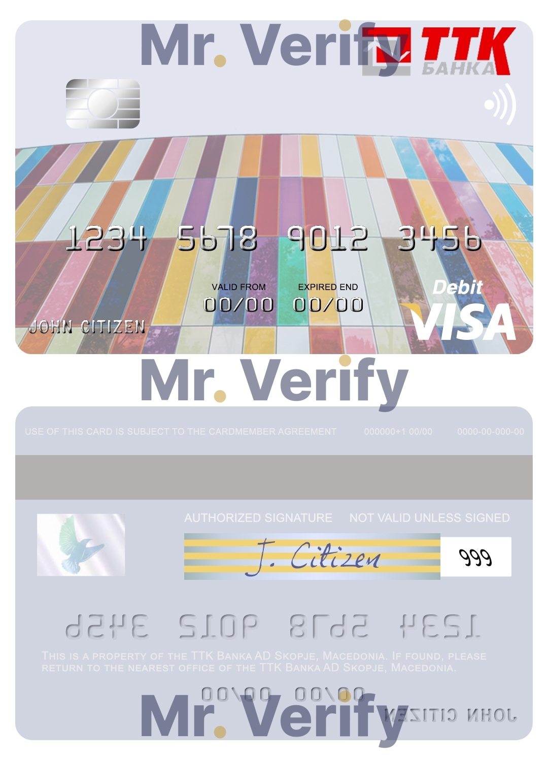 Fillable Macedonia TTK Banka AD Skopje visa card Templates | Layer-Based PSD