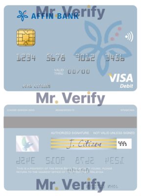 Fillable Malaysia Affin Bank visa card Templates | Layer-Based PSD