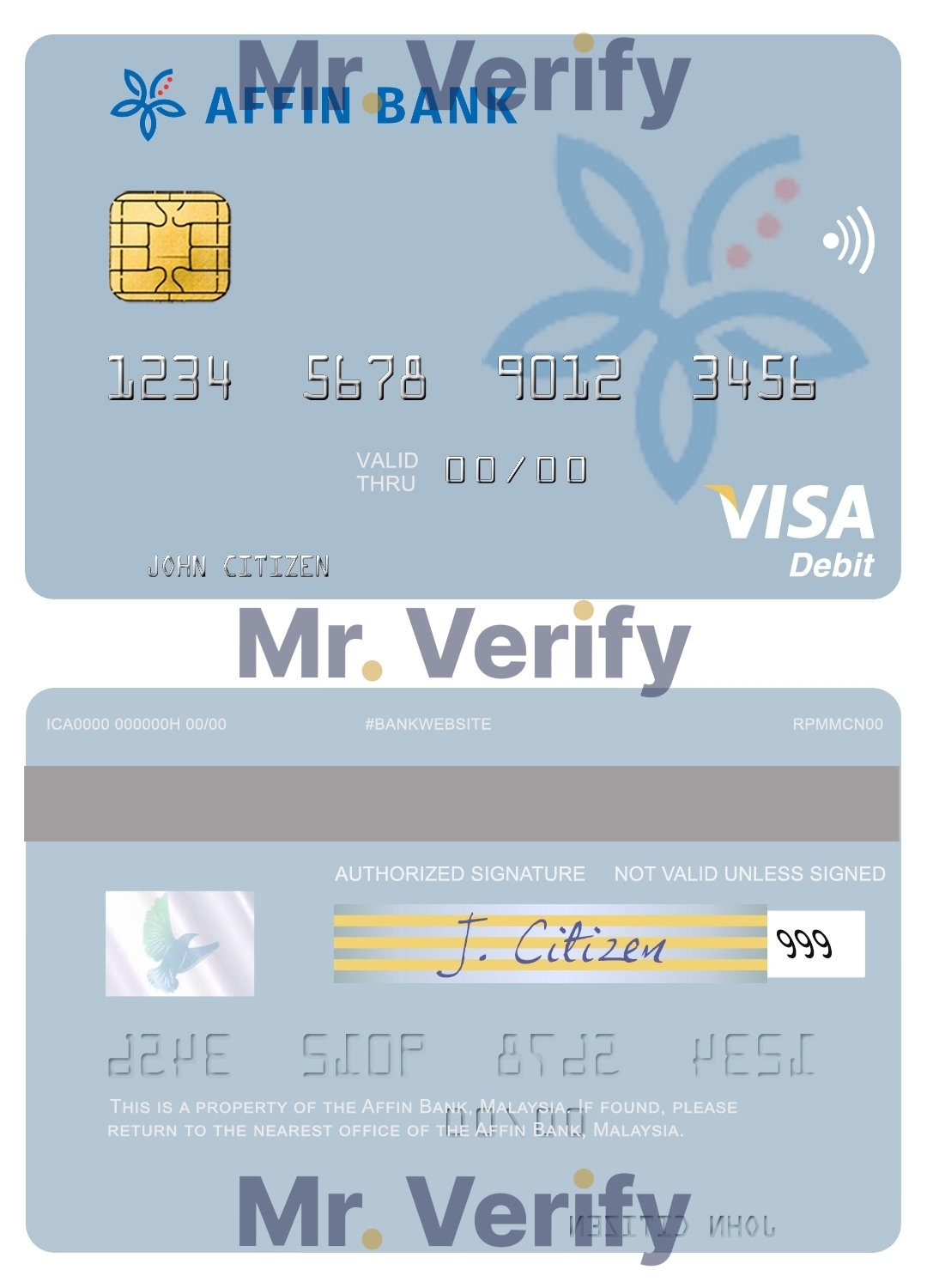 Fillable Malaysia Affin Bank visa card Templates | Layer-Based PSD
