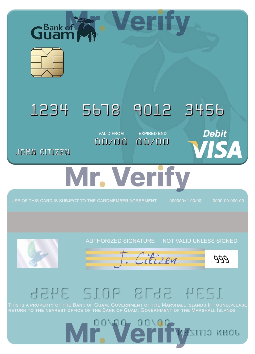 Fillable Marshall Islands Bank of Guam visa credit card Templates | Layer-Based PSD