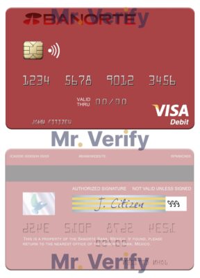 Fillable Mexico Banorte Bank visa debit card Templates | Layer-Based PSD