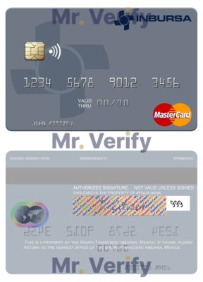 Fillable Mexico Grupo Financiero Inbursa mastercard credit card Templates | Layer-Based PSD