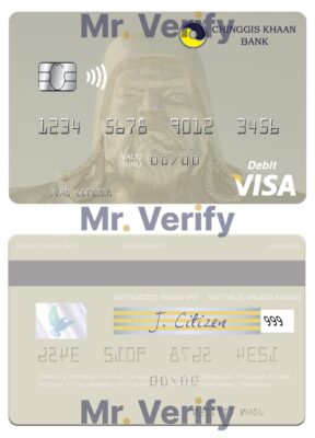 Fillable Mongolia Chinggis Khaan bank visa debit card Templates | Layer-Based PSD